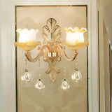 Vintage Gold Glass Wall Sconce With Ruffled Design - Bathroom Lighting Fixture 2 /