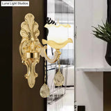 Vintage Gold Glass Wall Sconce With Ruffled Design - Bathroom Lighting Fixture