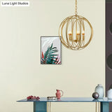 Vintage Gold Globe Chandelier Elegant Metal Ceiling Light For Hallway