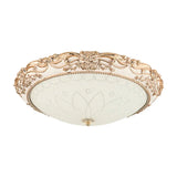 Vintage Gold Led Flush Mount Light With Domed Opaque Glass Shade - 14/16/20 Width Warm/White Living