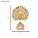 Vintage Gold Peacock Wall Sconce With Dome Shade 1 Light - 8/14 Wide For Living Room