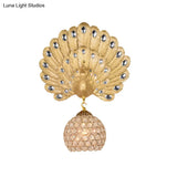 Vintage Gold Peacock Wall Sconce With Dome Shade 1 Light - 8/14 Wide For Living Room