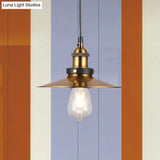 Vintage Gold Pendant Light - Elegant Iron Lid With Retro Cone Shape Ideal Luminaire For Dining Table