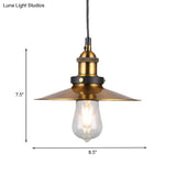 Vintage Gold Pendant Light - Elegant Iron Lid With Retro Cone Shape Ideal Luminaire For Dining Table