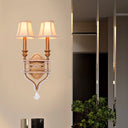 Vintage Gold/Silver Empire Shade Wall Sconce With Crystal Accent - Set Of 2 Lights Gold