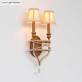 Vintage Gold/Silver Empire Shade Wall Sconce With Crystal Accent - Set Of 2 Lights