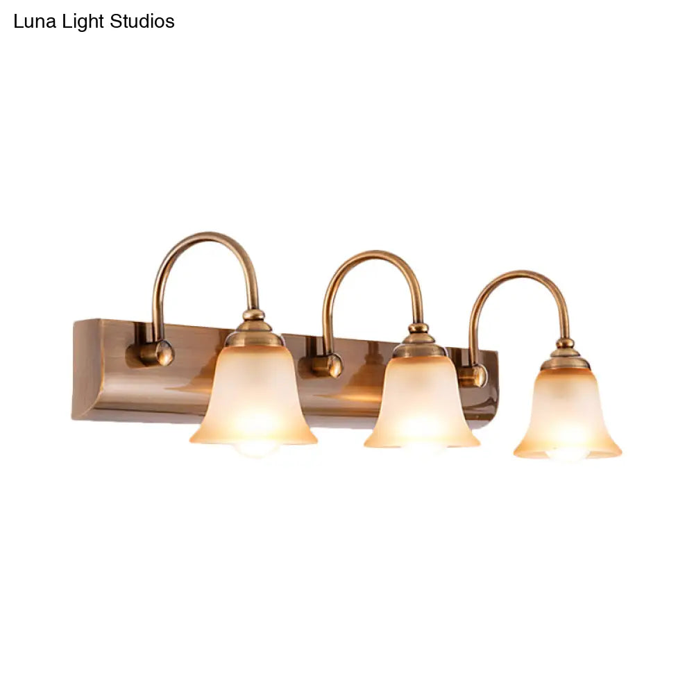 Vintage Gold Vanity Lamp With Frosted Glass & Gooseneck Arm For Bathroom Wall Mount - 2/3 Bulbs