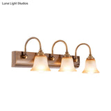 Vintage Gold Vanity Lamp With Frosted Glass & Gooseneck Arm For Bathroom Wall Mount - 2/3 Bulbs