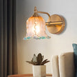 Vintage Gold Wall Light Fixture With Scalloped Textured Glass - Perfect For Bedroom Make-Up Lighting
