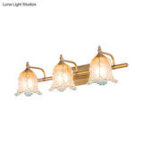Vintage Gold Wall Light Fixture With Scalloped Textured Glass - Perfect For Bedroom Make-Up Lighting
