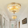 Vintage Golden Bowl Metal Ceiling Light With Clear Crystal Deco - 3 Lights Flush Mount Gold / 12’