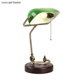 Vintage Green/White Glass Table Lamp With Pull Chain Night Light And Swivel Shade For Living Room