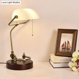 Vintage Green/White Glass Table Lamp With Pull Chain Night Light And Swivel Shade For Living Room