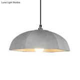 Vintage Grey Cement Umbrella Pendant Lamp - 1-Bulb Hanging Ceiling Light For Restaurants