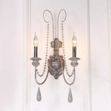 Vintage Grey Wood Sconce With 2 Candelabra Lights - Perfect For Wall-Mounted Bedroom Lighting