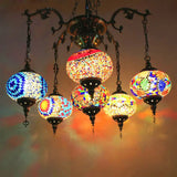 Vintage Hand Cut Glass Pendant Chandelier - Bronze Finish 4/6 Heads Oval Ceiling Light 6 /