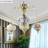 Vintage Hand Cut Glass Pendant Chandelier - Bronze Finish 4/6 Heads Oval Ceiling Light