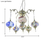 Vintage Hand Cut Glass Pendant Chandelier - Bronze Finish 4/6 Heads Oval Ceiling Light