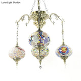 Vintage Hand Cut Glass Pendant Chandelier - Bronze Finish 4/6 Heads Oval Ceiling Light