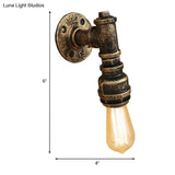Vintage Industrial Aged Brass Pipe Wall Sconce: Wrought Iron 1-Light Indoor Lighting
