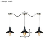 Vintage Industrial Black Iron Saucer Pendant Ceiling Light With 3/5 Bulbs And Wire Connection