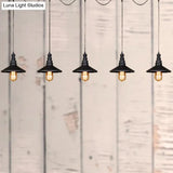Vintage Industrial Black Iron Saucer Pendant Ceiling Light With 3/5 Bulbs And Wire Connection