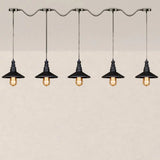 Vintage Industrial Black Iron Saucer Pendant Ceiling Light With 3/5 Bulbs And Wire Connection 5 /