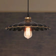 Vintage Industrial Black Metal Pendant Ceiling Light - Scalloped Hanging Style For Restaurant 1