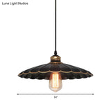 Vintage Industrial Black Metal Pendant Ceiling Light - Scalloped Hanging Style For Restaurant 1