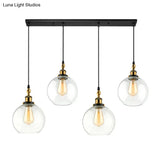 Vintage Industrial Brass Orb Pendant Light With Clear Glass Shade - 3/4-Light Multi Hanging Fixture