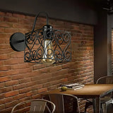 Vintage Industrial Metal Cage Wall Sconce - Square/Diamond Design Black Finish / Square