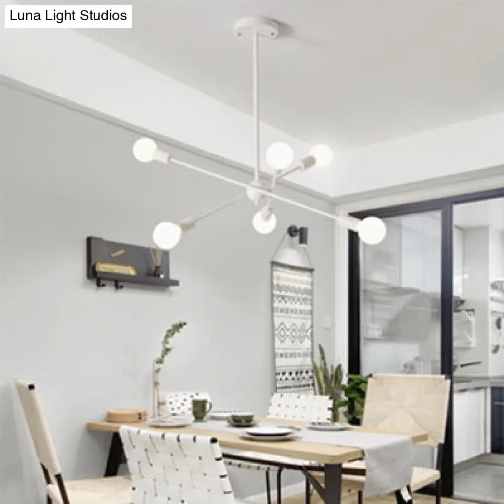 Vintage Industrial Metal Pendant Lighting: White Bare Bulb Hanging Lights