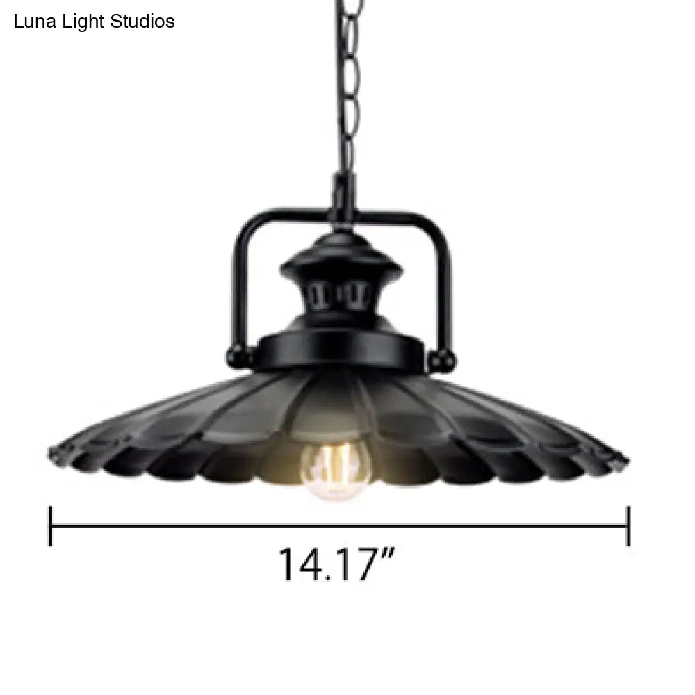 Vintage Industrial Metal Cone Pendant Lamp - Black Indoor Use