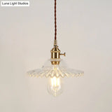 Vintage Industrial Scalloped Glass Pendant Light For Living Room