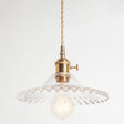 Vintage Industrial Scalloped Glass Pendant Light For Living Room Clear