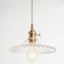 Vintage Industrial Scalloped Glass Pendant Light For Living Room Clear