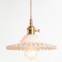 Vintage Industrial Scalloped Glass Pendant Light For Living Room Cream