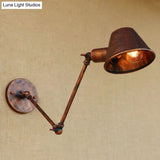 Vintage Industrial Wall Sconce Lamp With Metal Tapered Shade - Ideal For Study Room