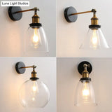 Vintage Industrial Wall Sconce - Single Clear Glass Shade Light