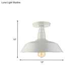 Vintage Iron Barn Dining Room Ceiling Light Fixture - 1 Black/White Semi Flush 10’ 14’ Or 18’