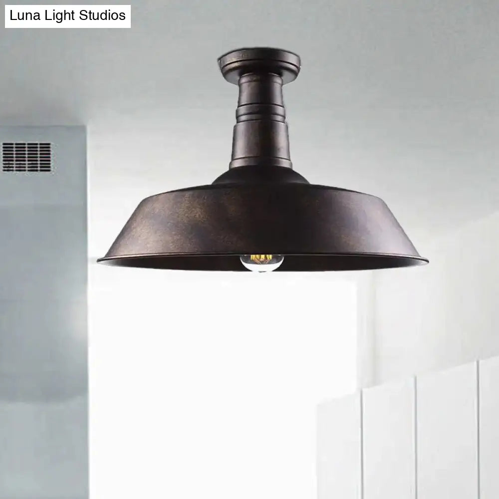Vintage Iron Barn Dining Room Ceiling Light Fixture - 1 Black/White Semi Flush 10’ 14’ Or 18’