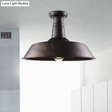 Vintage Iron Barn Dining Room Ceiling Light Fixture - 1 Black/White Semi Flush 10’ 14’ Or 18’