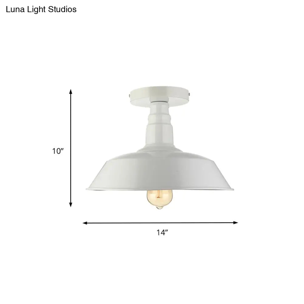 Vintage Iron Barn Dining Room Ceiling Light Fixture - 1 Black/White Semi Flush 10’ 14’ Or 18’