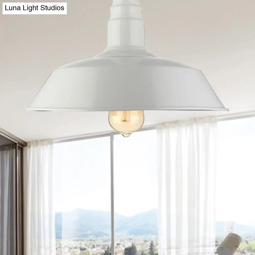 Vintage Iron Barn Dining Room Ceiling Light Fixture - 1 Black/White Semi Flush 10’ 14’ Or 18’