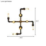 Vintage Iron Crossing Wall Mount Lamp - 4 Light Coffee Shop Sconce In Bronze