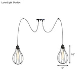 Vintage Iron Pear Cage Hanging Light: 2/3/6-Light Coffee House Swag Pendulum Lamp In Black