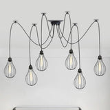 Vintage Iron Pear Cage Hanging Light: 2/3/6-Light Coffee House Swag Pendulum Lamp In Black 6 /