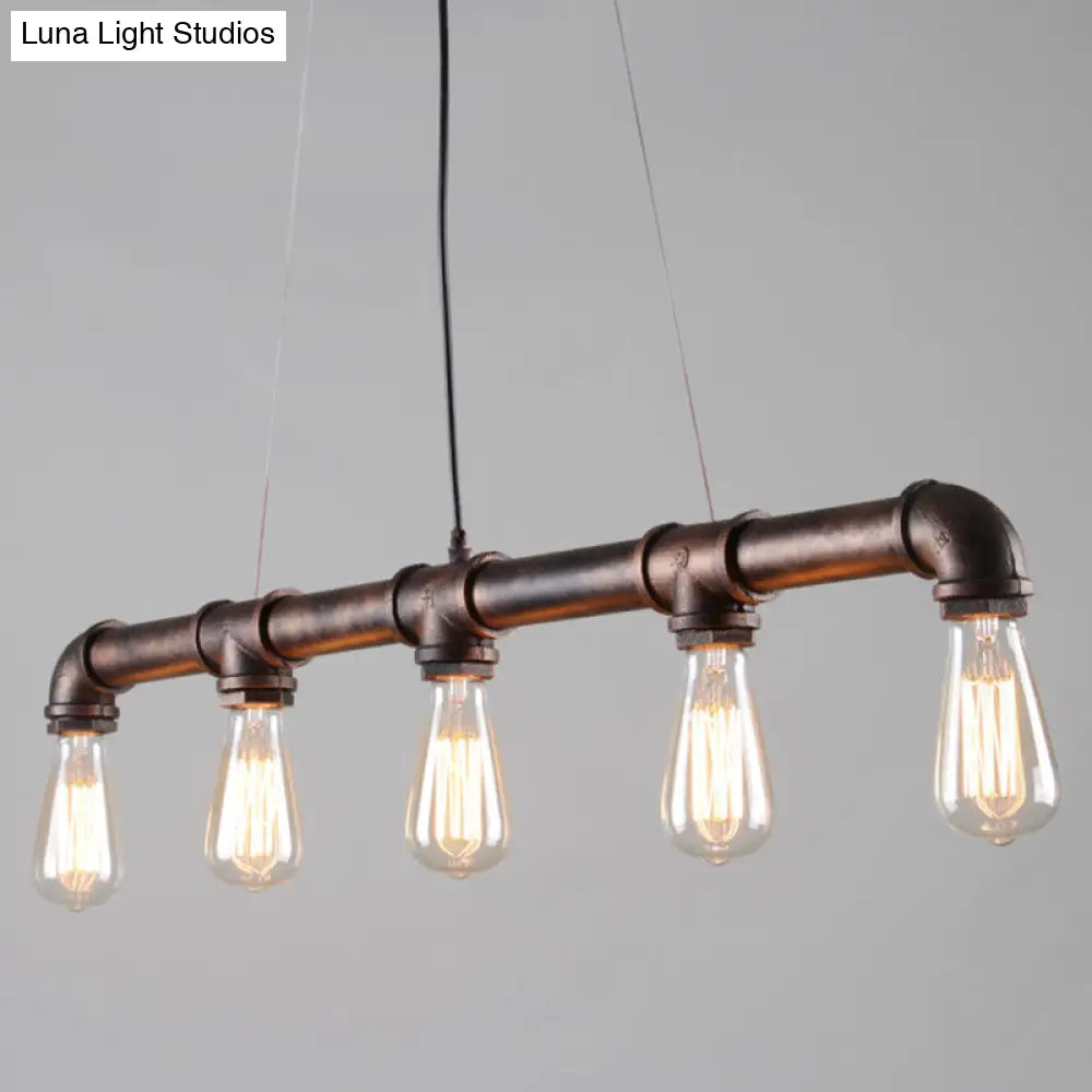 Vintage Iron Pendant Light With 5 Heads - Ideal For Restaurant Island Bars