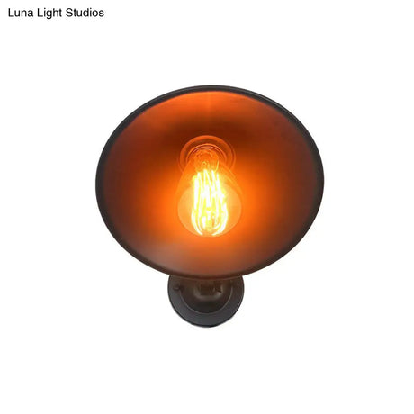 Vintage Iron Swing Arm Wall Lamp: Black Flared Reading Light For Bedroom With 1 Bulb - Mount