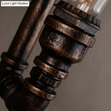 Vintage Iron Wall Light Fixture For Restaurants With Rustic Water Pipe Design And Dual Bulbs